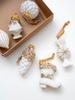 6Pcs White and Gold Christmas Ornament Set Shiny Christmas Decorations for New Year's Home Party Hanging Xmas Tree Winter