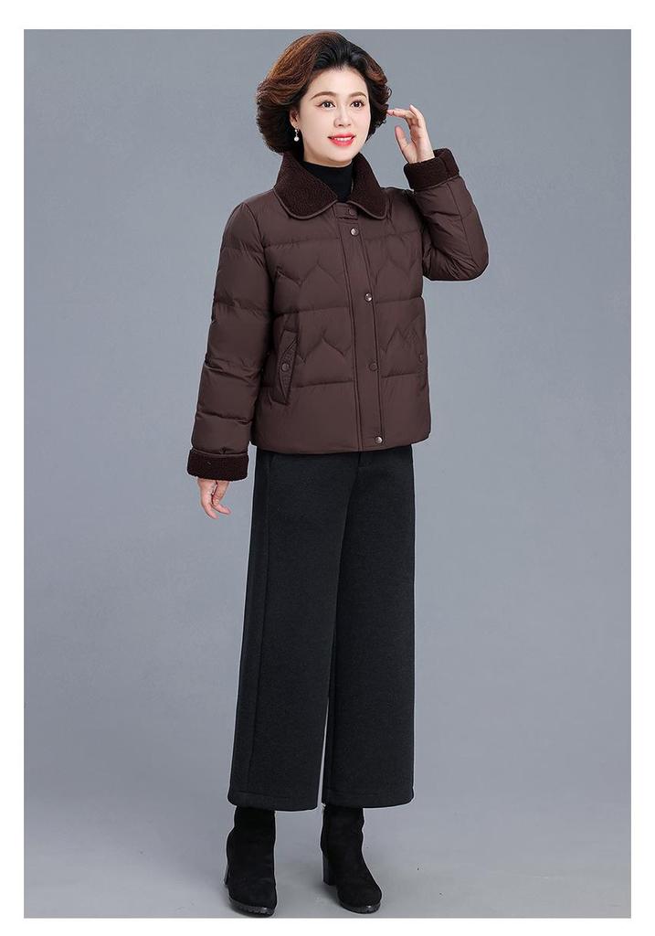 Mom's 2025 Winter Lambswool Coat: Stylish, Lightweight, Short Down Jacket for Middle-Aged and Older Women