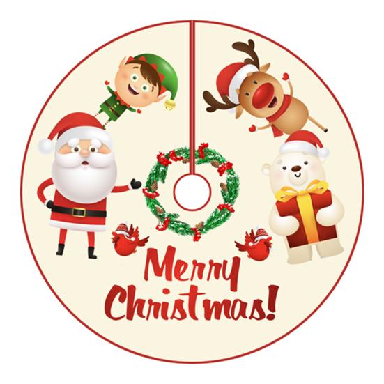 Christmas Tree Skirt Vibrant Color Easy Installation Snowflake Elk Print Round Large Christmas Tree Mat Decor