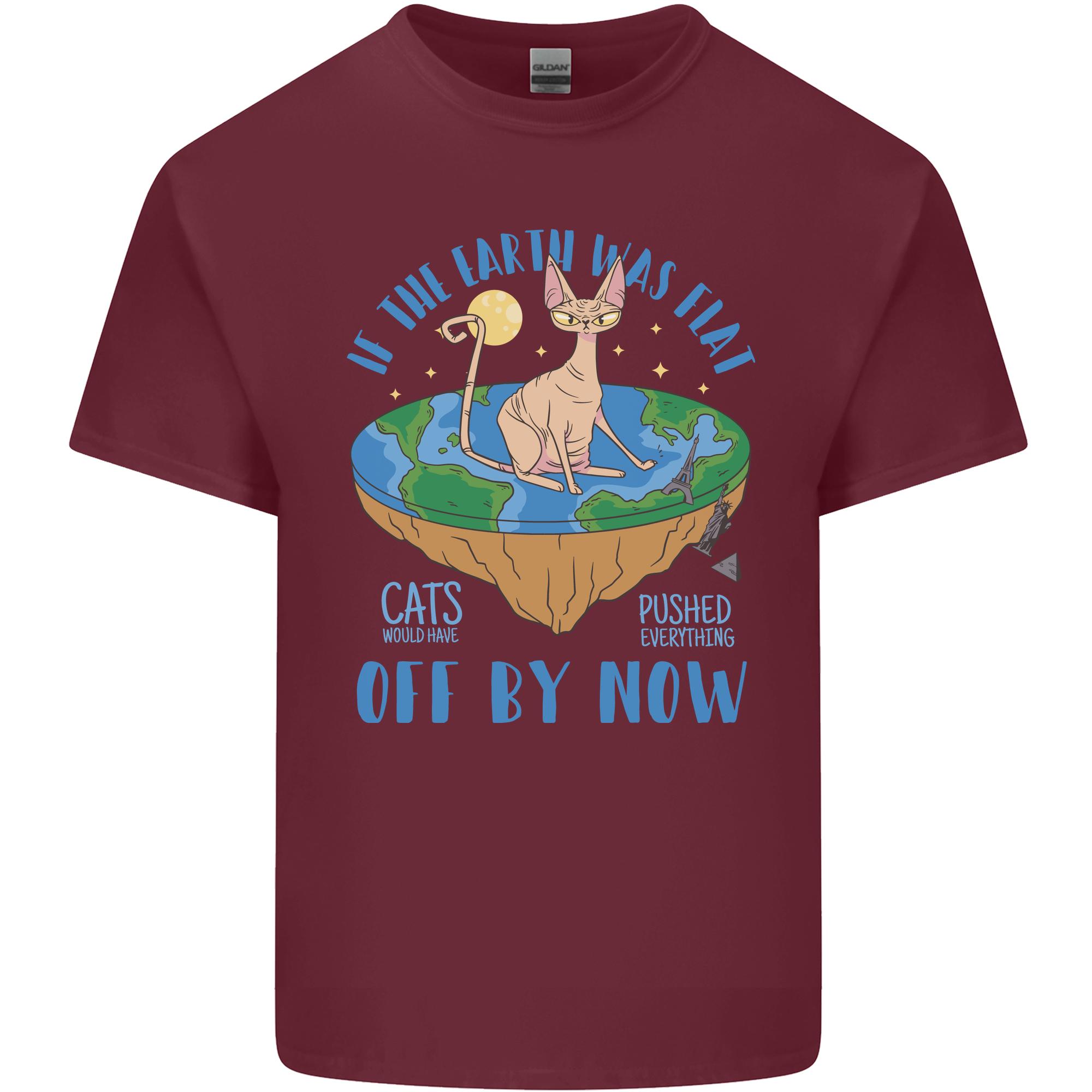 If the Earth Was Flat Funny Cats Society Unisexs Light Cotton TShirt S