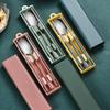 Stainless Steel Portable Cutlery Set With Mirror Polished Finish For Students And Office Workers