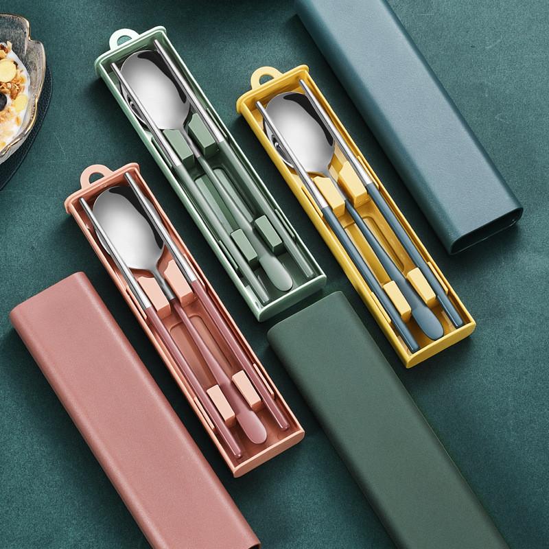 Stainless Steel Portable Cutlery Set With Mirror Polished Finish For Students And Office Workers