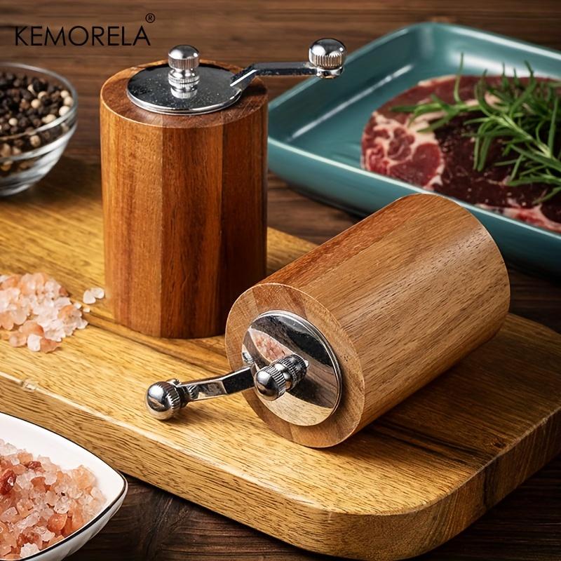 2PCS European Solid Wood Pepper Grinder, Manual Salt & Pepper Mill,Home Kitchen Seasoning Shaker for Steak & Pasta Easy to Clean