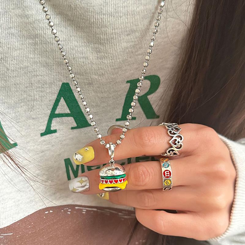 Süßes Hamburger Anhänger Halskette Für Damen Mädchen Schlüsselbein Kette Schmuck Party Geschenk