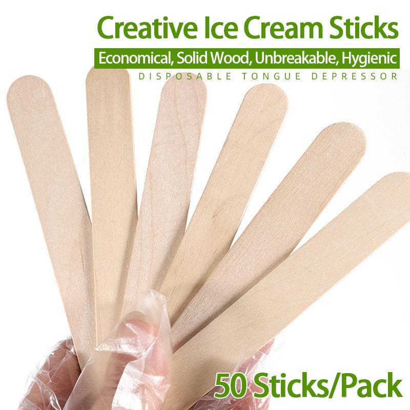 50/100pcs Ice Cream Sticks Wooden Popsicle Sticks Hand Crafts DIY Wooden Decoration  BJL003