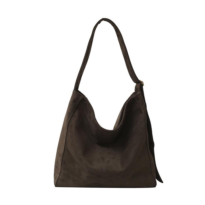 Vintage Versatile Commuter Tote Bag Women's Large Capacity Underarm Bag Suede Shoulder Bag Handbag