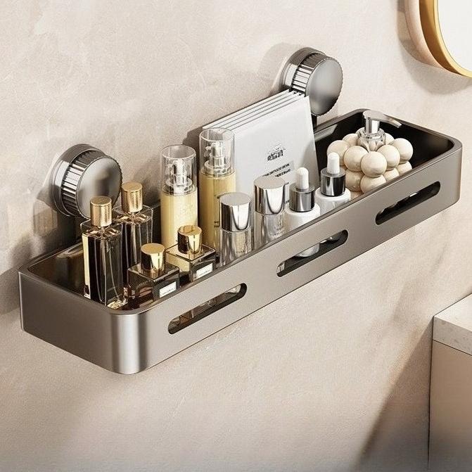 

Простой в установке органайзер для душа на присосках - Сверхпрочная пластиковая настенная плавающая полка, устойчивая к ржавчине, с прочным клеем, для туалетных принадлежностей 30cm(without hooks )