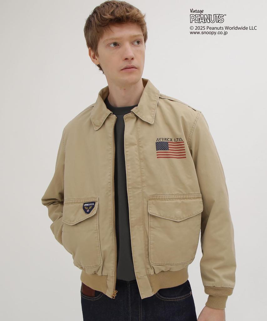 AVIREX COTTON A-2 FLYING ACE jacket men's L 180 khaki 783-5252043
