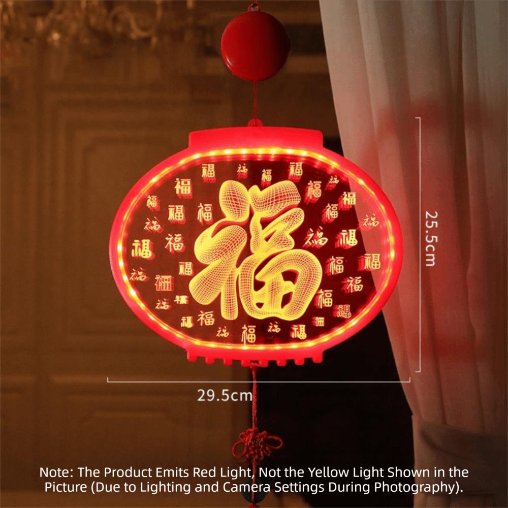 New Acrylic New Year Lantern Red With Tassel Red Hanging Lanterns Good Luck Fu Character Lights Chinese New Year