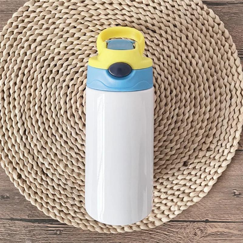 12oz Sublimation Straight Sippy Cup Flip Top Kids Bottle Stainless Steel Double Wall Water Tumbler With Straw Sippy Bottle