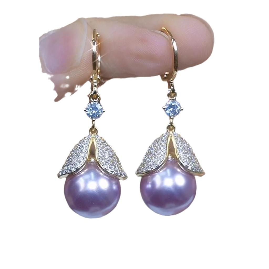 French Niche Light Luxury Exquisite Earrings, Diamond-encrusted Pearl Ear Buckles, High-end Temperament Simple Earrings, Earrings.