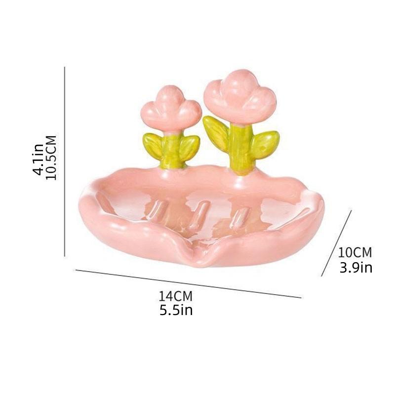Decorative Soap Tray with Elegant Floral Pattern - Water Draining and Wall-Mounted Soap Container for Bathroom and Kitchen