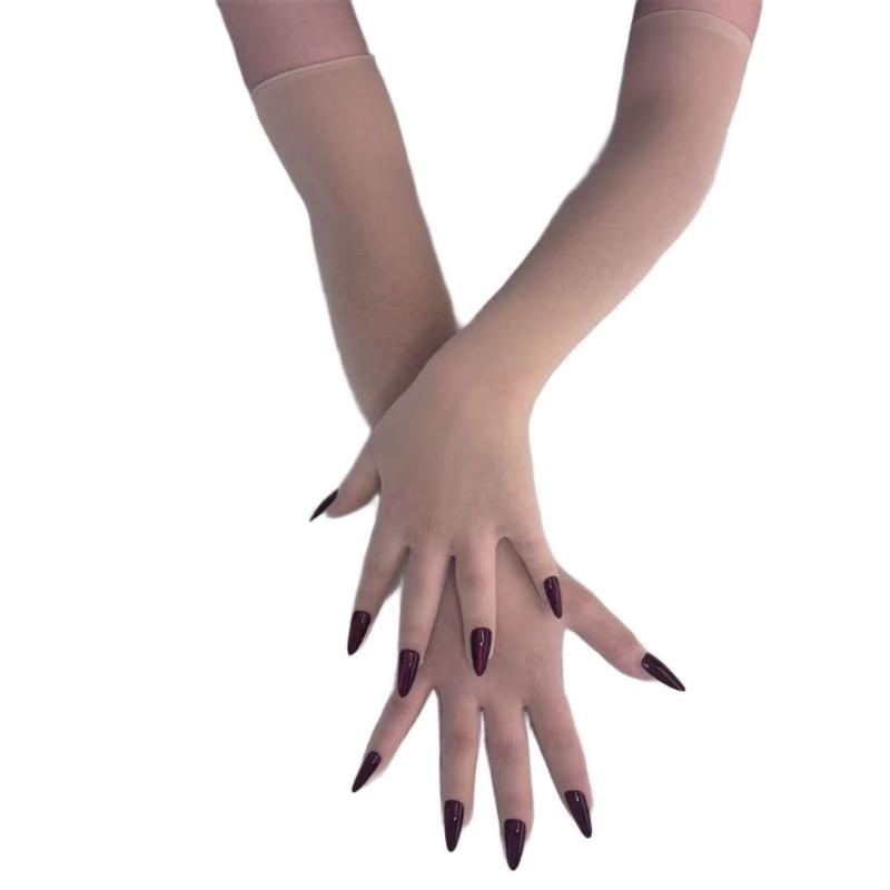 1 Paar Naadloze Mesh Nagelvingerhandschoenen Leuke Handschoenen Cosplay Halloween Nachtclub Dans Bruiloft Feest Accessoires Nagelhandschoenen