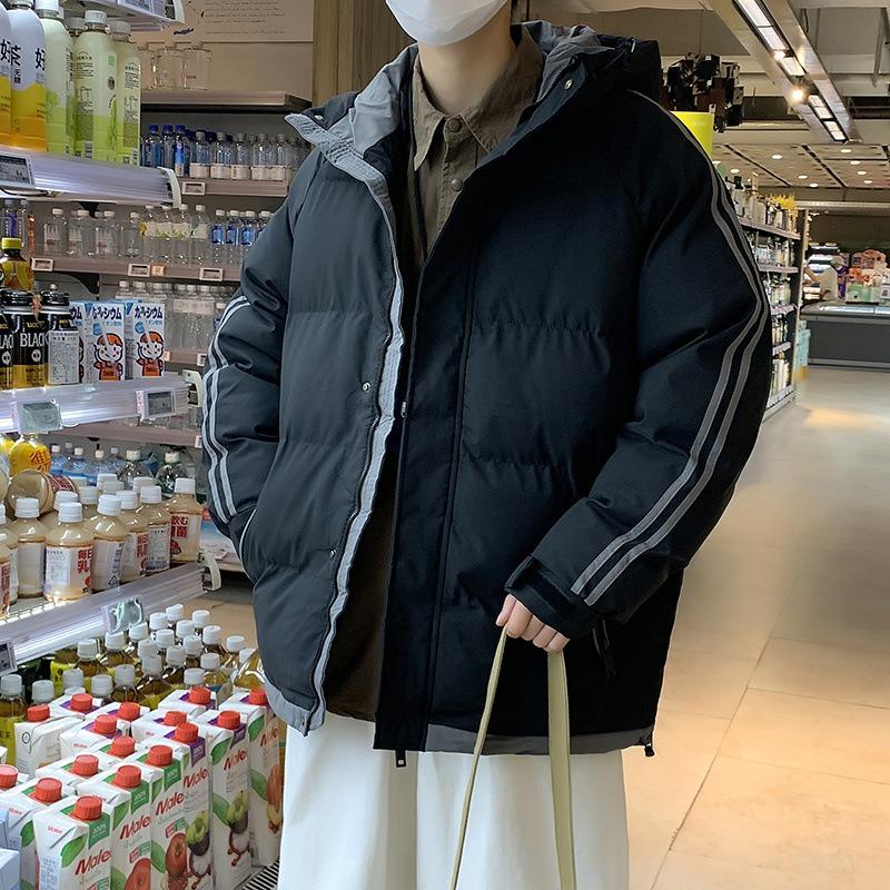 

Мужская зимняя новая стеганая куртка с капюшоном, в полоску, свободного кроя, утолщенная, теплая, повседневная стеганая куртка 4XL