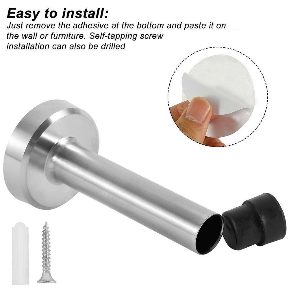 Collision Stainless Steel Self Adhesive Noiseless Door Stopper Buffer Catch Door Rubber Stop Holder