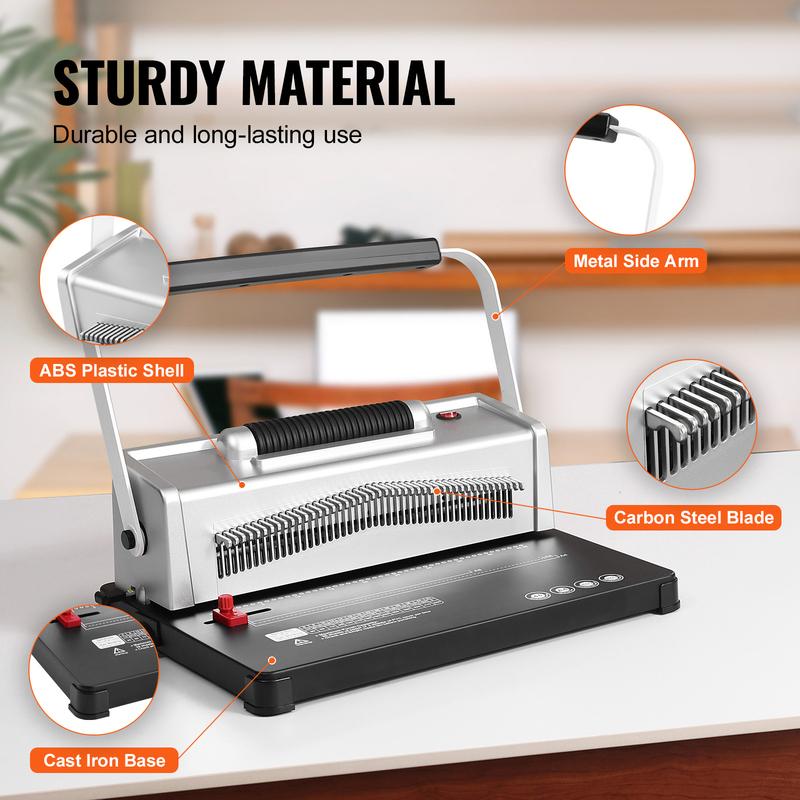 SucceBuy Coil Spiral Binding Machine Manual Book Maker 34-Holes Binding 120 Sheets Punch Binder W/ Adjustable Coil Binding Spine