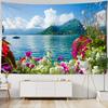Mountain And Stone Tapestry Wall Hanging Natural Scenery Sailboat Bohemian Hippie Table Mat Bedroom Home Decor