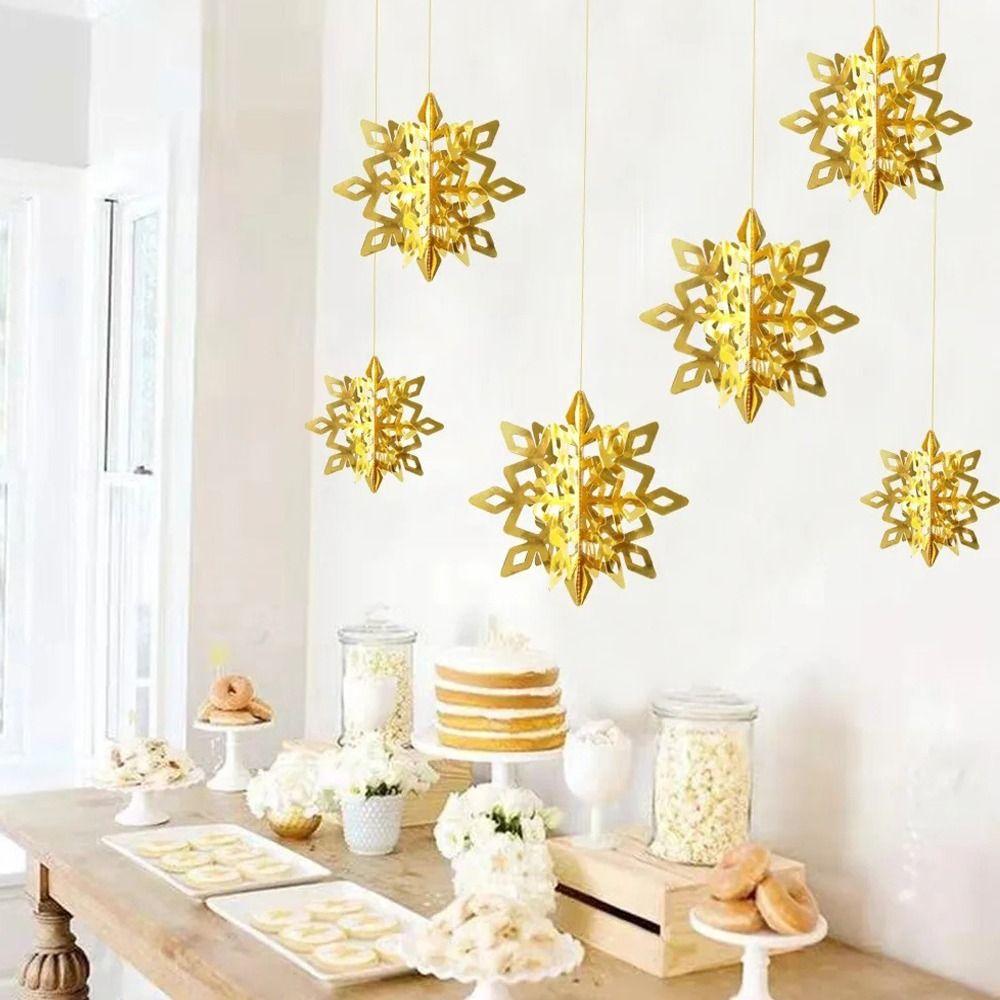6Pcs/Set DIY Christmas 3D Paper Snowflake Pendant Three-dimensional Christmas Decorations  Gifts