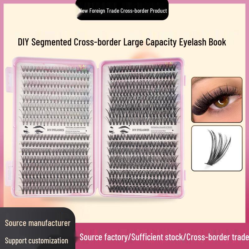 European & American Hot-Selling 640 Cluster D Curl Natural Thick DIY Large Capacity False Eyelashes Book 18 x 11 x 1.6 cm