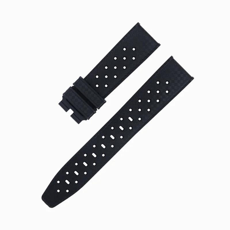 

Premium Grade Soft Black Rubber Watch Band 20mm Breathable Bracelet For Blancpain Strap Belt Fifty Fathoms 5008B Accessories 20-18mm&Without Buckle