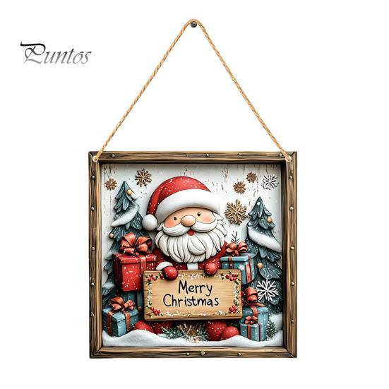 Seasonal Wall Sign Christmas Wooden Hanging Sign, Gnome Snowman Angel Candle 2D Wood Plaque, Xmas Door Hanger Vintage for Home Porch Holiday