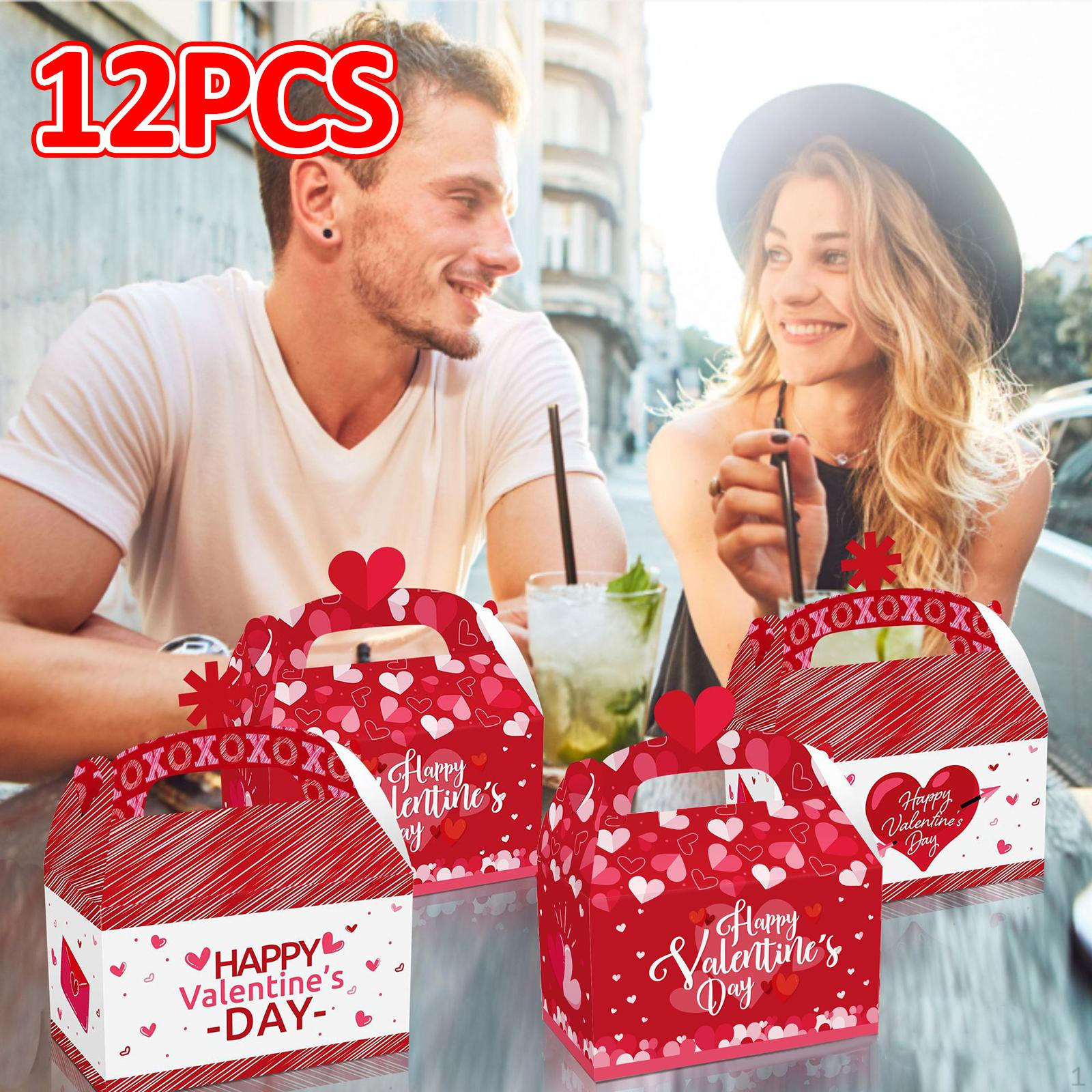 12 Pieces Valentine s Day Treat Boxes, Party Favors Box Containers, Portable Paper