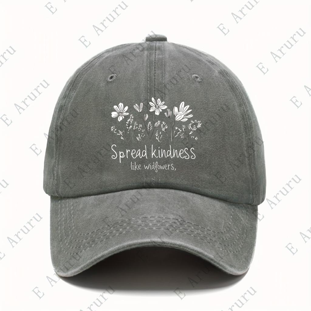 Spread Kindness Like Wildflowers Baseball Cap Distressed Washed Outdoor Casual Adjustable Hat