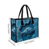 Unique Blue Fish Pattern Tote Bag Casual Reusable Shopping Bag for Daily Use