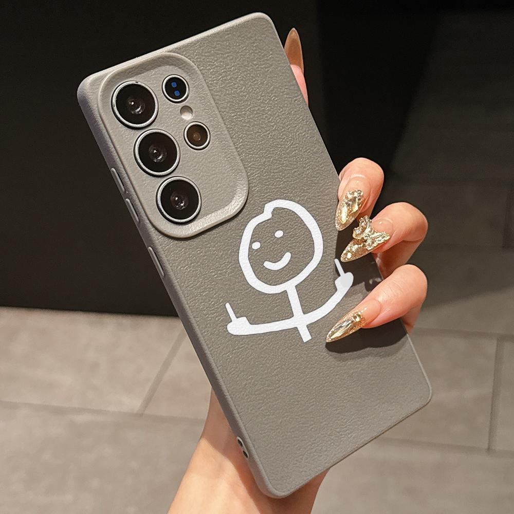 Samsung A07 A16 Xiaomi Redmi 13C 14C for iPhone 17 16 Pro Max Infinix Realme Phone Cases Soft brown Leather pattern TPU Case NY50 Cartoon Matchman art