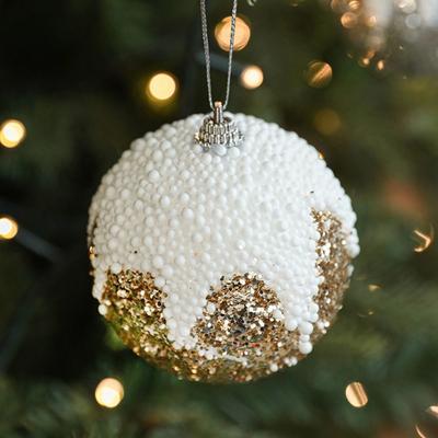 8cm Foam Sequin Christmas Balls Shatterproof Colorful Christmas Hanging Balls Reusable Elegant Christmas Tree Ornaments