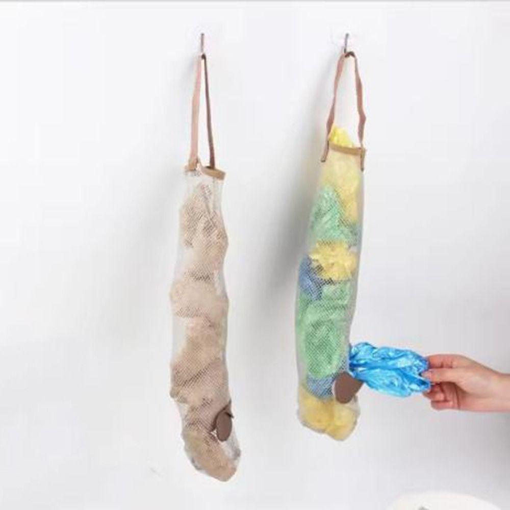 5Pcs Bottom Open Mesh Hanging Bags Large Capacity Garbage Bag Holder  Bedroom