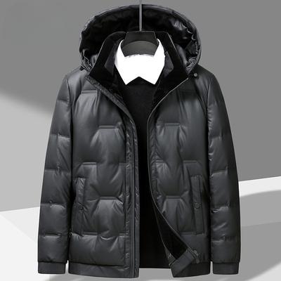 Giacca in pelle da uomo invernale nuova in pelle PU impermeabile da uomo con cappuccio in pelle da uomo giacca in piumino ispessita da uomo