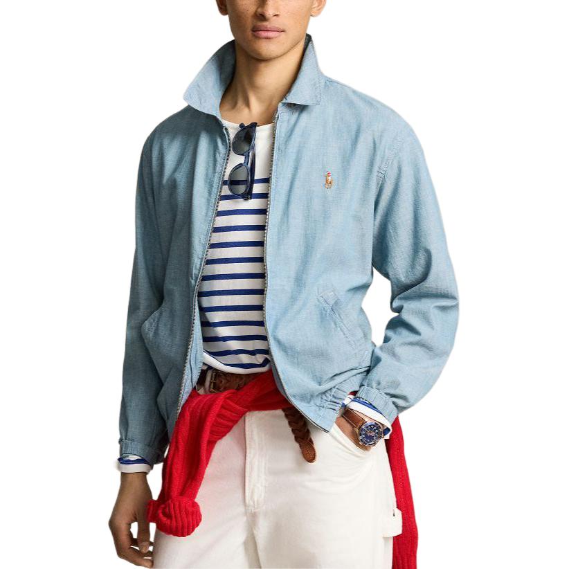 Polo Ralph Lauren SS24 Logo Embroidered Zipper Long Sleeve Jacket Men Jacket Indigo MNPOOTW16021333-450