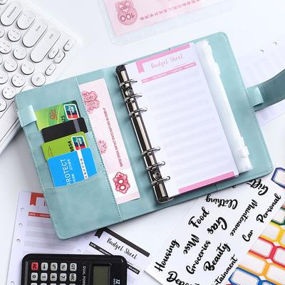 A5/A6 Macaron Notebook 6-ring Binder PU Clip-on Loose-leaf Notebook Stationery Budget Bill Management