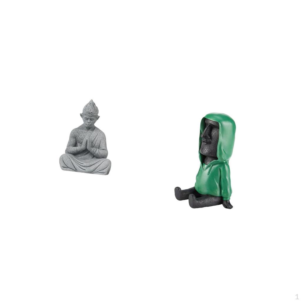 Monkey Buddha Easter Island Head Statue Miniature Figurine Moai Sculpture Collectible Resin Decor