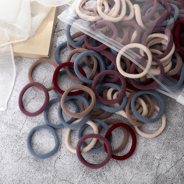 50 Solid Color Elastic Hair Ties - 4cm Girl's Ponytail Rings, Hot Sale Hair Accessories