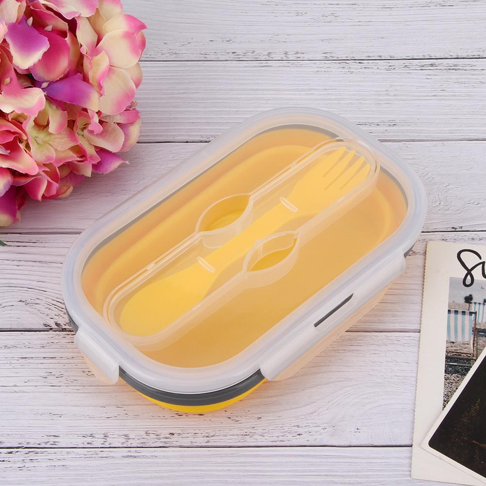 800ml Portable Silicone Folding Lunch Box Bento Boxes Food Container for Outdoor Travel