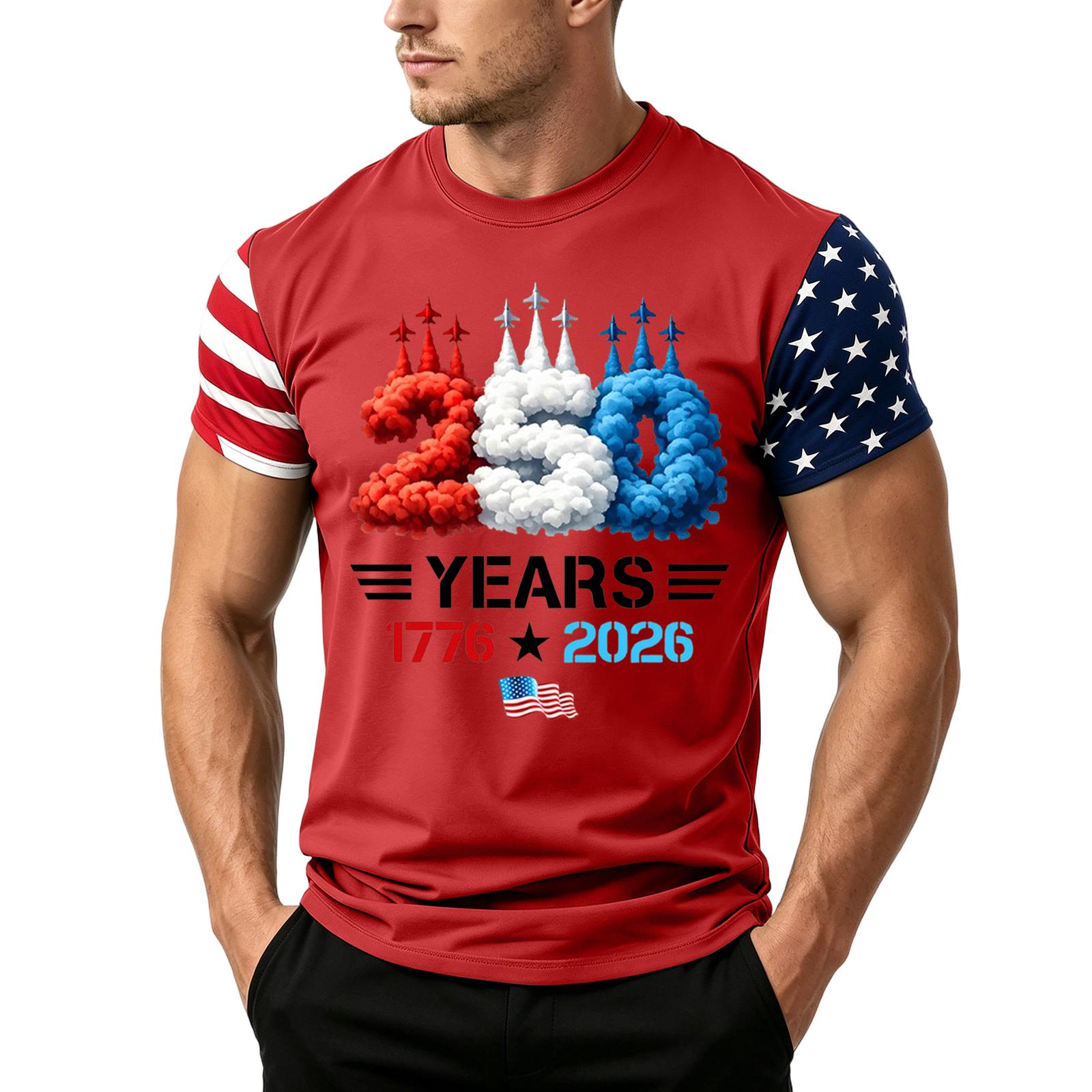 

Men s Independence Day Flag Print Short Sleeve T-Shirt, Loose Casual Daily Summer Tops M красный