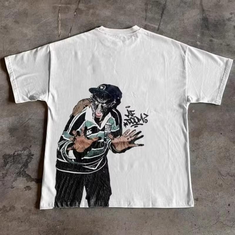 Y2K Streetwear T-shirt American Harajuku Hip-hop Gothic Cartoon Pattern Printed Large Tshirt Cotton Short Sleeved Clothes Unisex
