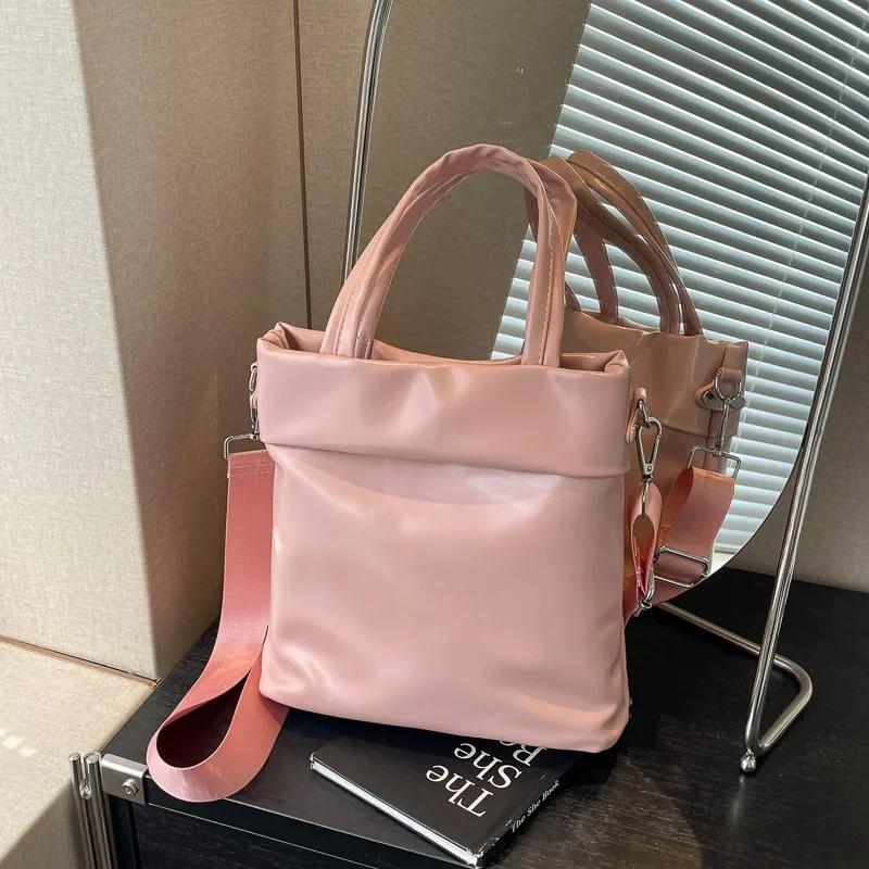Solid Color PU Large Capacity Hasp Women's Shoulder Bags  High Quality Versatile Ladies Crossbody Bags