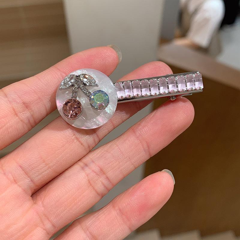 Charming Cherry Diamond Duckbill Hair Clip - Sweet & Elegant Accessory