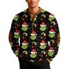 Mens Christmas Zip Up Sweatshirts Xmas Stand Collar Pullover Tops