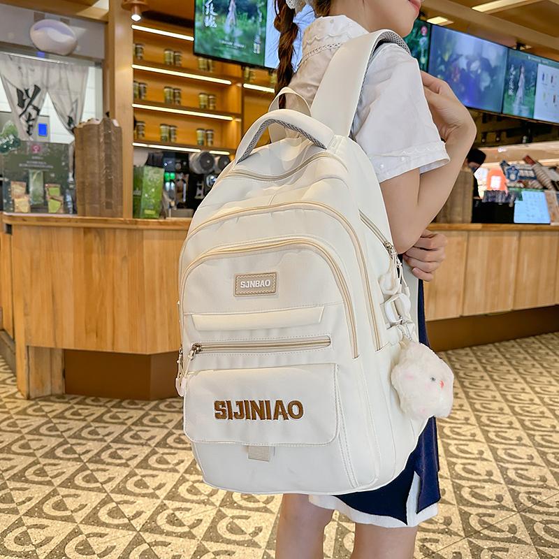 Girls Letter Backpack High School Students Schoolbag