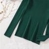 V Long Color Solid Neck Sleeve Slim Inner Bottoming Knitted Sweater Chic Tops