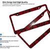 Red Rose Flower License Plate Frames 2 Pack 2 Holes Aluminum License Plate Cover With 2 Pcs Car Coasters And Screw And Black Screw Caps For Girl