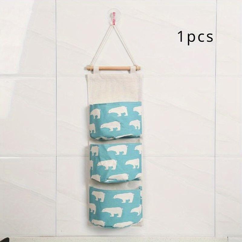 1pcs Decorative Hanging Storage Bag With 3 Pockets, Over The Door Hanging Bag, Wall Mounted Storage Bag Behind The Door,