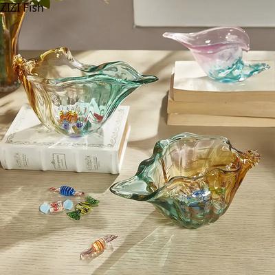 Bunte Muschel Süßigkeitenglas Obstschale Kreativer Transparenter Glas Muschel Aufbewahrungskorb Raum Ästhetische Dekoration Schreibtisch Aufbewahrungsschale