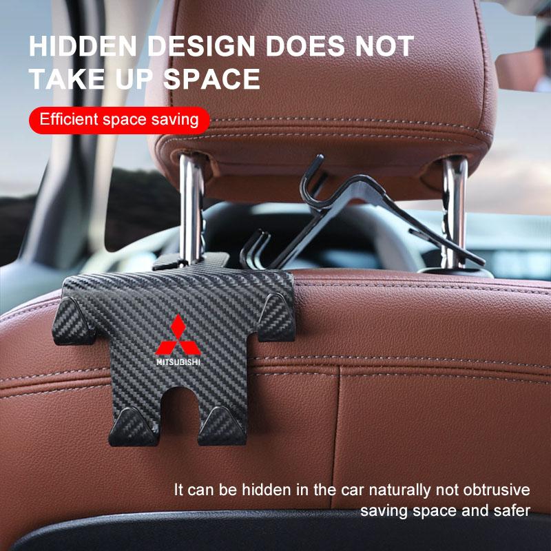 Car Phone Holder Seat Back Hook 2in1 Universal Multifunctional Rear Seat For Mitsubishi Outlander I200 Pajero Eclipse ASX Lancer Space Delica Ex