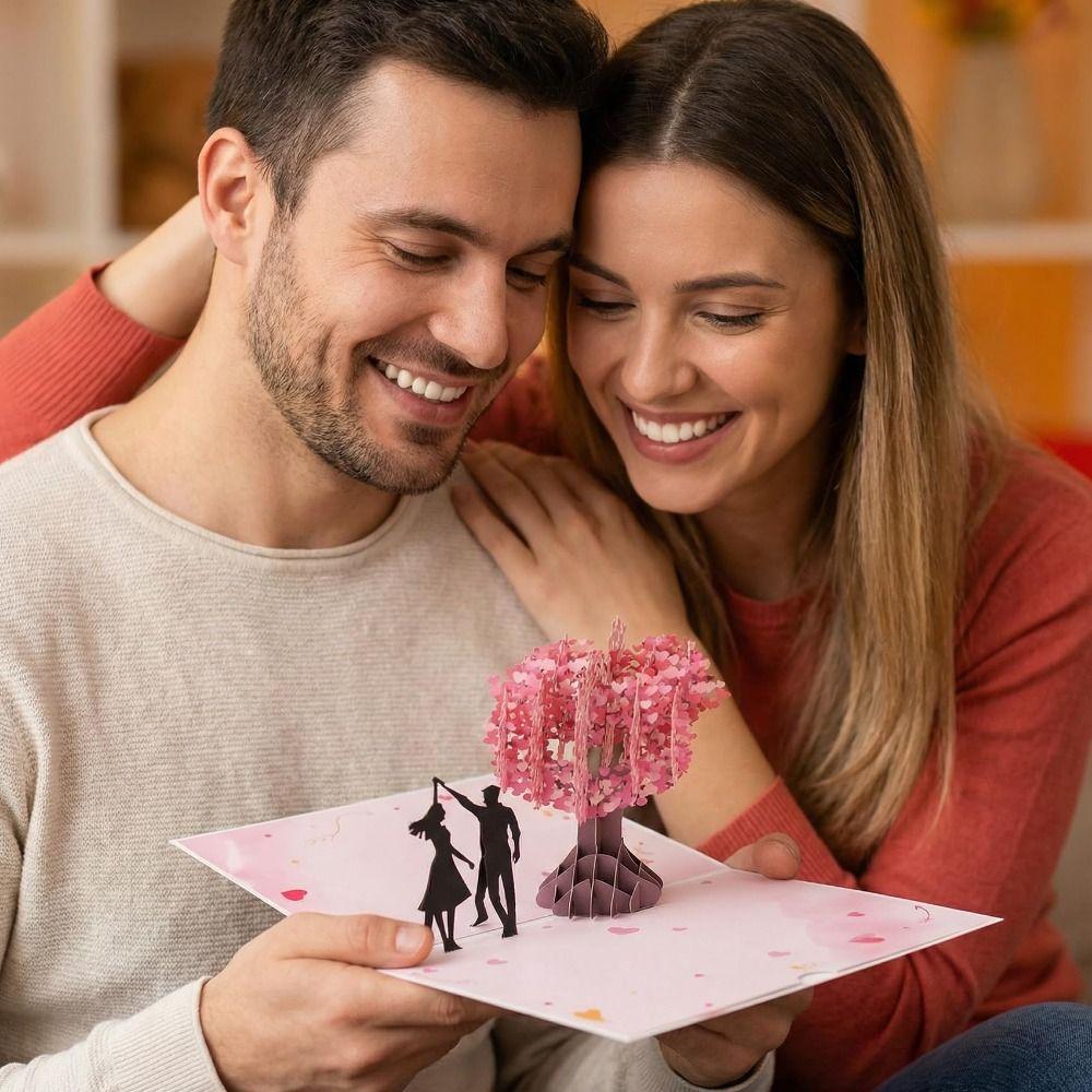 Elegant Pop-Up Valentine's Day Cards Romantic Stereo Love Postcard Wedding Blessing Card  Birthday