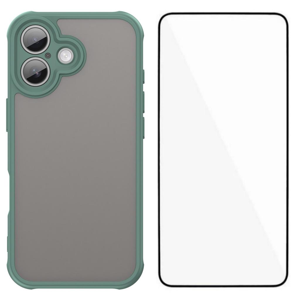 WANLONFENG FD Series For iPhone 17 Case with Screen Film,Skin Touch TPU PC Phone Back Cover